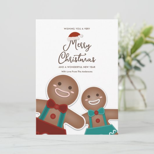 Cute Gingerbrood Cookies Buddies Merry Kerstry Feestdagenkaart