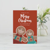 Cute Gingerbrood Cookies Buddies Merry Kerstry Feestdagenkaart (Staand voorkant)