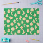 Cute Gingerbrood Cookies Green Kerstmis Pattern Tissuepapier (Craft)