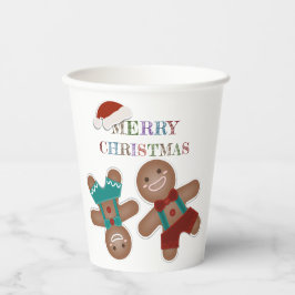 Cute Gingerbrood Cookies Kerstfeestdag Papieren Bekers