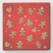 Cute Gingerbrood Cookies Stenen Onderzetter (Voorkant)