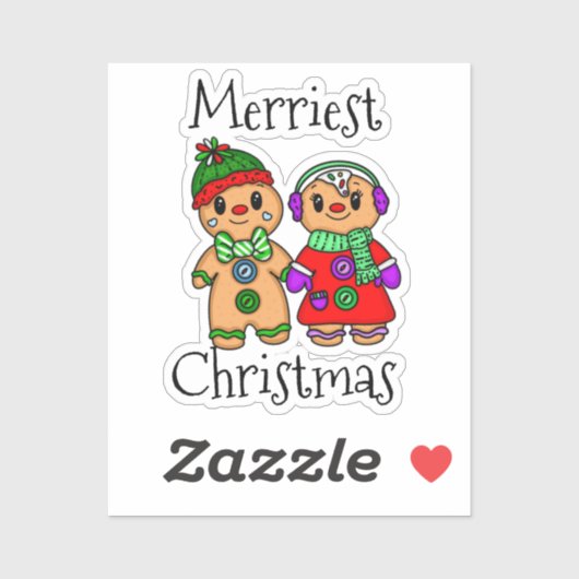 Cute Gingerbrood Couple Holding Hands Kerstmis Sticker (Vel)