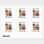 Cute Gingerbrood Couple Holding Hands Kerstmis Vierkante Sticker (Vel)