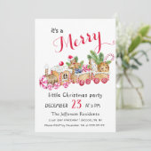Cute Gingerbrood Express Little Kerstparty Kaart (Staand voorkant)