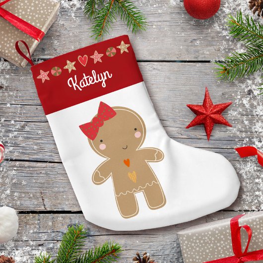 Cute Gingerbrood Girl Holiday Cookie Border Name Kleine Kerstsok