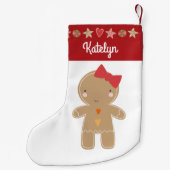 Cute Gingerbrood Girl Holiday Cookie Border Name Kleine Kerstsok (Achterkant)
