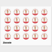 Cute Gingerbrood Girl Kerstfeestdag Cookie Red Ronde Sticker (Vel)