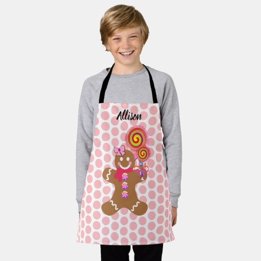 Cute Gingerbrood Girl Personalized Baking Kinder Schort (Gedragen)