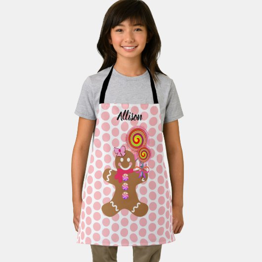 Cute Gingerbrood Girl Personalized Baking Kinder Schort (Insitu)