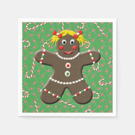 Cute Gingerbrood Girl Woman kerstsnoepjes Servetten