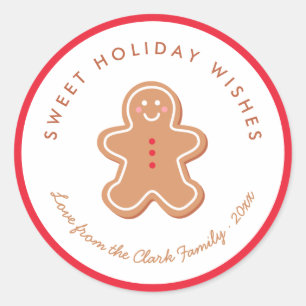 Cute Gingerbrood Holiday Gift Label Sticker