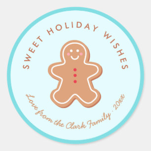 Cute Gingerbrood Holiday Gift Label Sticker