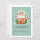 Cute Gingerbrood House Decorting Holiday Party Kaart (Voorkant)