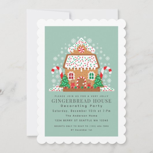 Cute Gingerbrood House Decorting Holiday Party Kaart (Voorkant)
