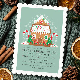 Cute Gingerbrood House Decorting Holiday Party Kaart