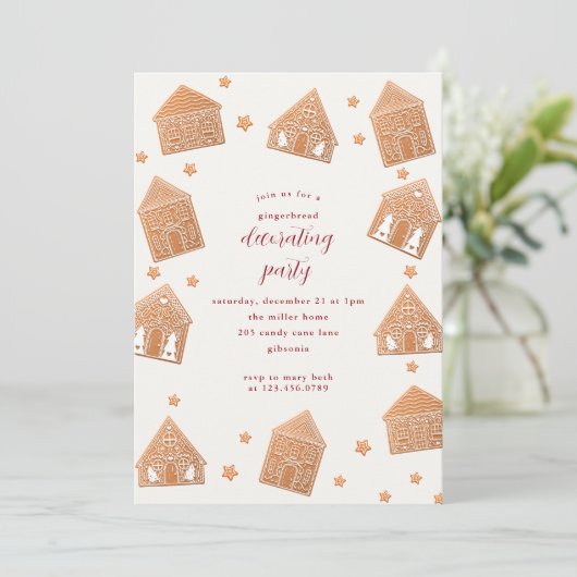 Cute Gingerbrood House Decorting Party kerst Kaart (Staand voorkant)