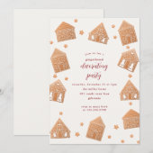 Cute Gingerbrood House Decorting Party kerst Kaart (Voorkant / Achterkant)