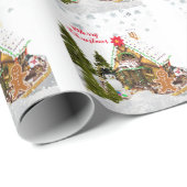 Cute Gingerbrood House Gedrukt met Kerstmis Cadeaupapier (Rol Hoek)
