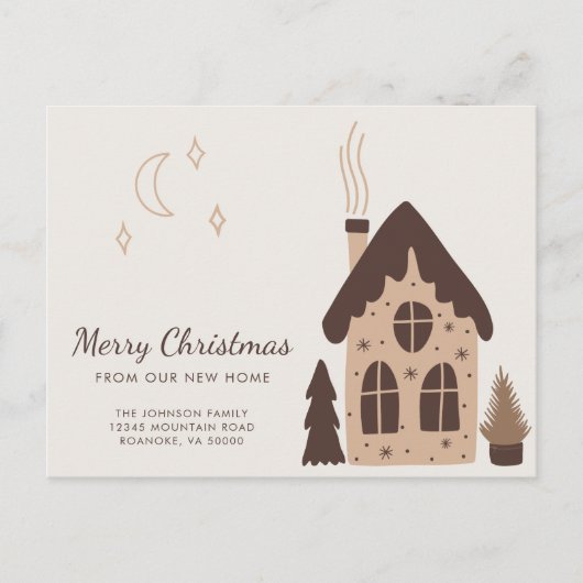 Cute Gingerbrood House Holiday Moving Aankondigingskaart (Voorkant)