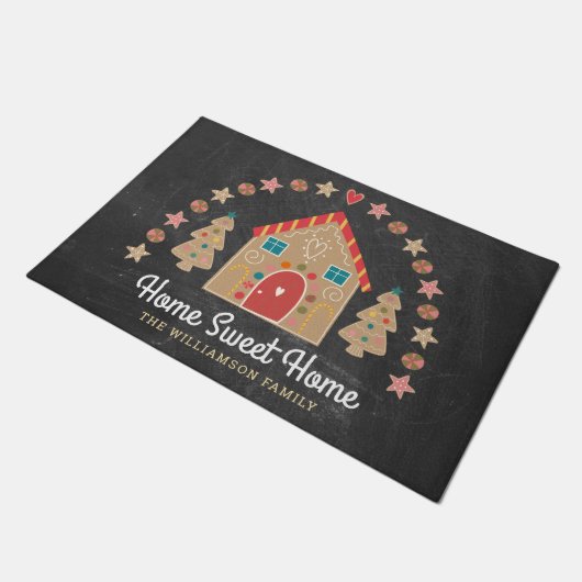 Cute Gingerbrood House Home Sweet Home Chalkboard Deurmat (Schuin)