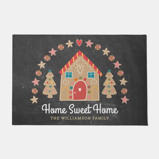 Cute Gingerbrood House Home Sweet Home Chalkboard Deurmat (Voorkant)