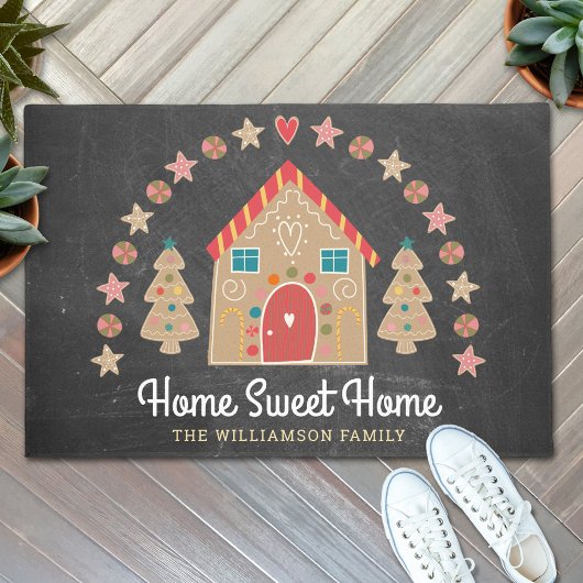 Cute Gingerbrood House Home Sweet Home Chalkboard Deurmat