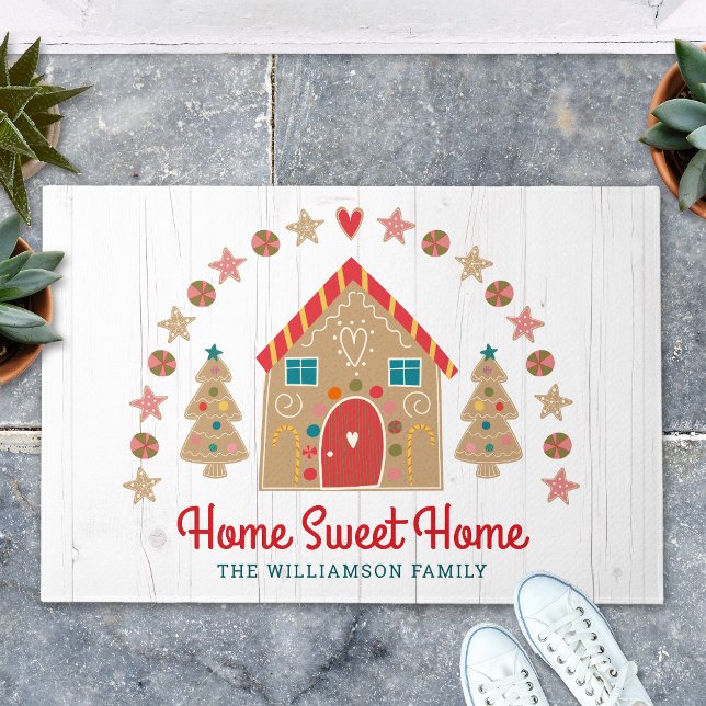 Cute Gingerbrood House Home Sweet Home Rustige Hou Deurmat (Creator heeft geüpload)