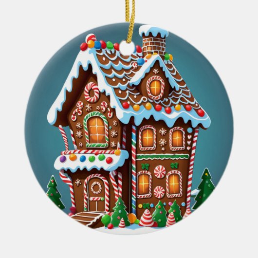 Cute Gingerbrood House Keramisch Ornament (Voorkant)