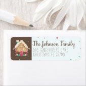 Cute Gingerbrood House Waterverf Typography Blue Etiket (Insitu)