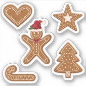 Cute Gingerbrood-kerstkoekjes Sticker (Voorkant)