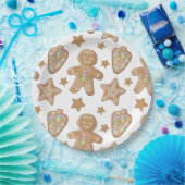 Cute Gingerbrood-kerstkoekjespatroon Papieren Bordje (Feest)