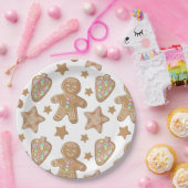 Cute Gingerbrood-kerstkoekjespatroon Papieren Bordje (Feest)