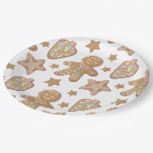 Cute Gingerbrood-kerstkoekjespatroon Papieren Bordje (Gekanteld)