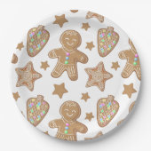 Cute Gingerbrood-kerstkoekjespatroon Papieren Bordje (Voorkant)