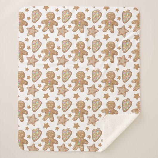 Cute Gingerbrood-kerstkoekjespatroon Sherpa Deken (Voorkant)
