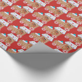 Cute Gingerbrood koekje met kerstfeestgetande omlo Cadeaupapier (Hoek)