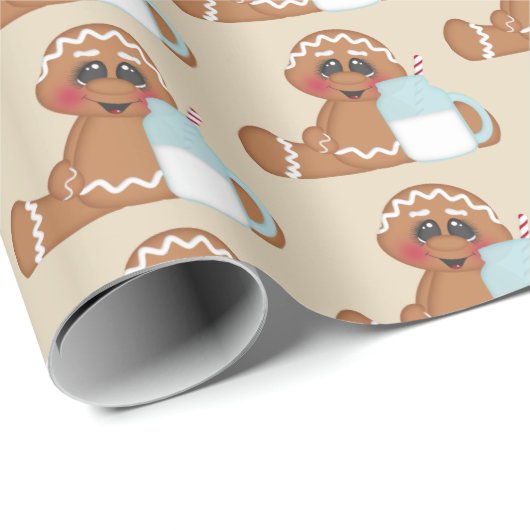 Cute Gingerbrood koekje met kerstfeestgetande omlo Cadeaupapier (Rol Hoek)
