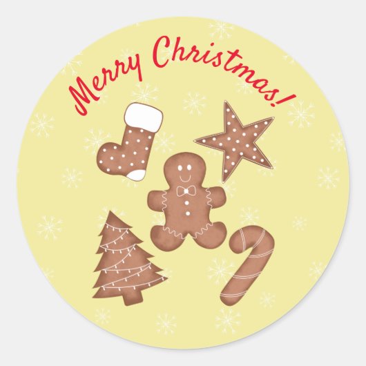 Cute Gingerbrood koekjes aangepaste tekst Ronde Sticker (Voorkant)