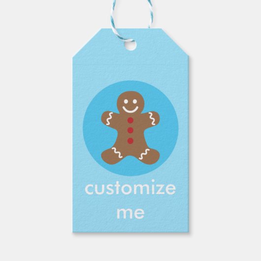 Cute Gingerbrood Man Aangepast kerstfeest Cadeaulabel (Voorkant)