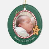 Cute Gingerbrood Man Baby's Eerste Kerstfoto Keramisch Ornament (Links)
