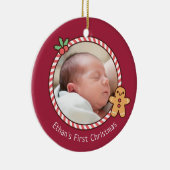 Cute Gingerbrood Man Baby's Eerste Kerstfoto Keramisch Ornament (Rechts)