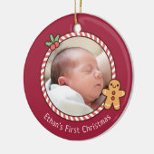 Cute Gingerbrood Man Baby's Eerste Kerstfoto Keramisch Ornament (Links)