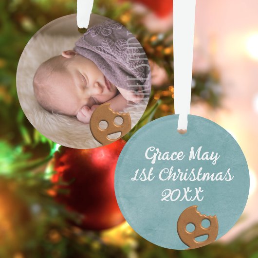 Cute Gingerbrood Man Baby's Eerste Kerstfoto Ornament