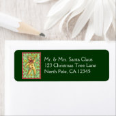 Cute Gingerbrood Man Bbladerhorn, kerstSnoep Etiket (Insitu)