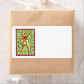 Cute Gingerbrood Man Bbladerhorn, kerstSnoep Etiket (Insitu)