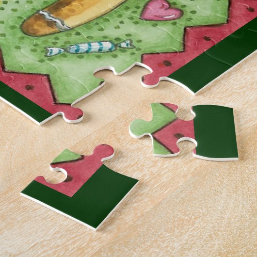 Cute Gingerbrood Man Bbladerhorn, kerstSnoep Legpuzzel (Zijkant)