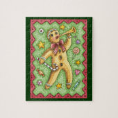 Cute Gingerbrood Man Bbladerhorn, kerstSnoep Legpuzzel (Verticaal)