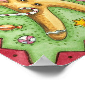 Cute Gingerbrood Man Bbladerhorn, kerstSnoep Poster (Hoek)