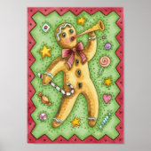 Cute Gingerbrood Man Bbladerhorn, kerstSnoep Poster (Voorkant)