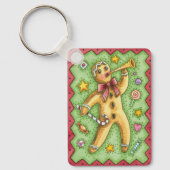 Cute Gingerbrood Man Bbladerhorn, kerstSnoep Sleutelhanger (Voorkant)